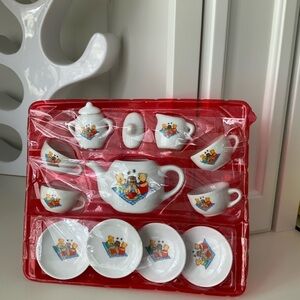 Vintage 90’S Ceramic Porcelain Children’s Mini Tea Set Honey Bear X 11 Pieces